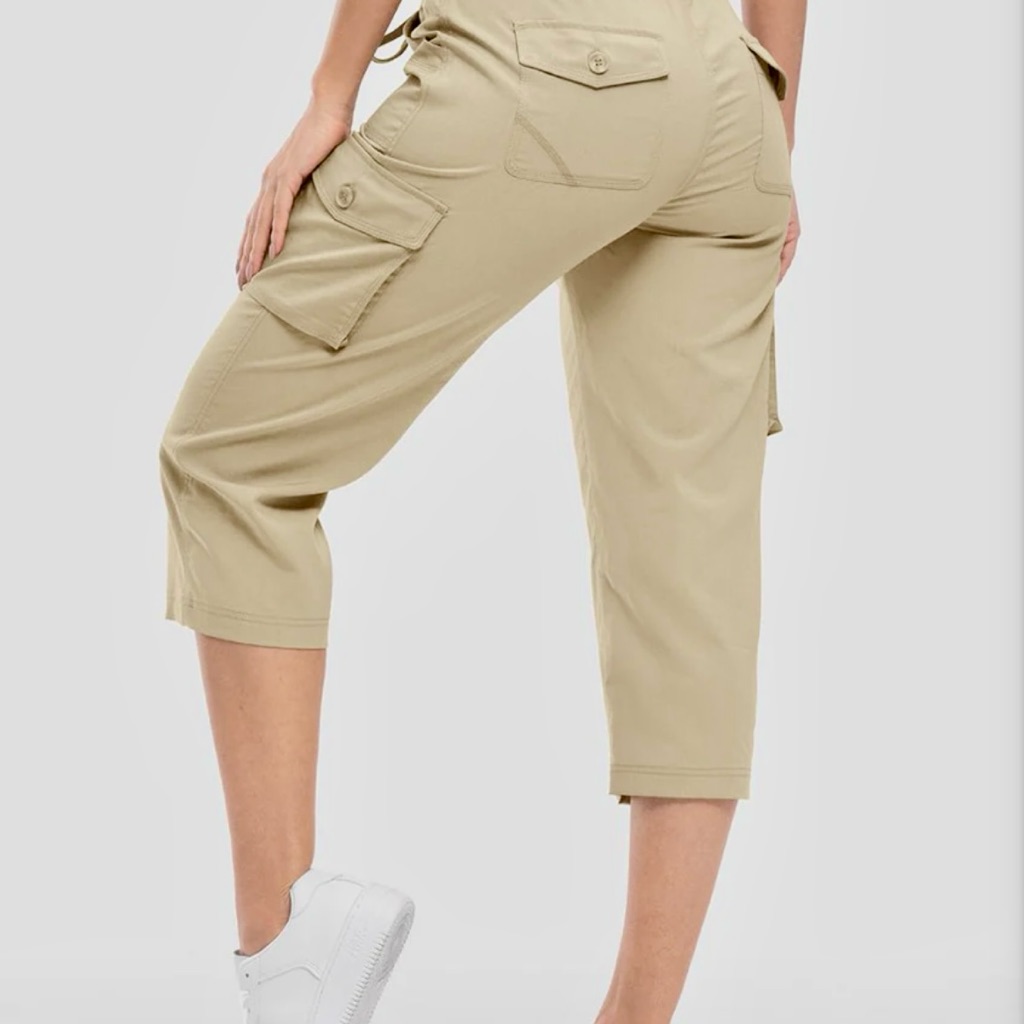 Great For Spring! Women's Lt Gray Cargo Capri Pants